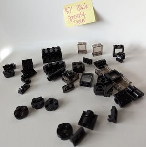 Lego 40pc black specialty bricks windows circles connectors pieces